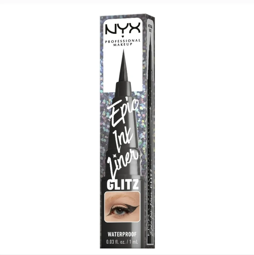 NYX Makeup Epic Wear Glitz Waterproof Metallic Liquid Eyeliner, Graphite Glitz